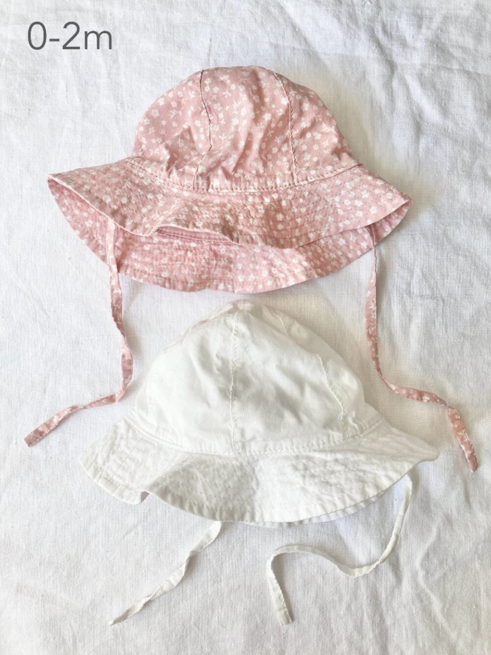 🪴5/$30 H&M 0-2 Months Baby Pink White Bucket Hats Summer Beach Floral Girly